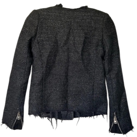 IRO Julienne zip jacket metallic tweed boucle dark gray black wool blend Size 0 - Picture 4 of 9